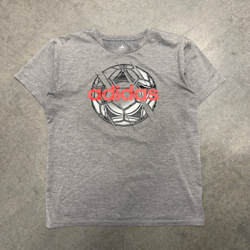 Adidas Boys XL 18/20 Heather Gray Soccer Performance T-Shirt‎ Short Sleeve